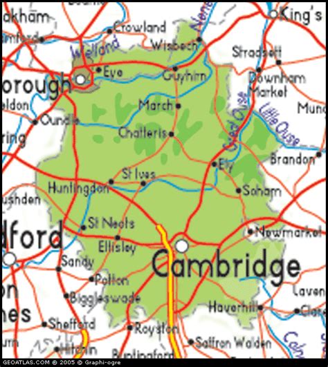 Map of Cambridgeshire, England, UK Map, UK Atlas