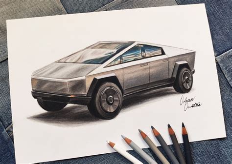 Cybertruck Tesla Drawing Photo | Cultural Diplomacy Auto