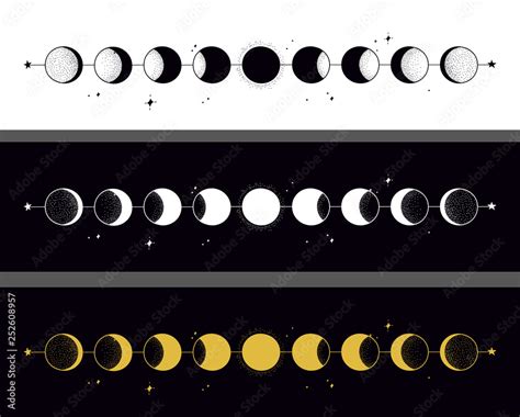 Moon phases. Hand drawn illustration. Stock Vector | Adobe Stock