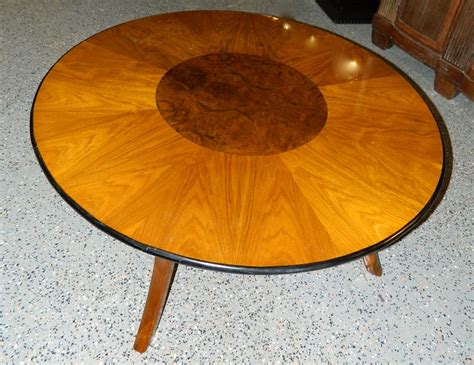 Great art deco custom-design round coffee table with multi color woods | Small Tables | Art Deco ...