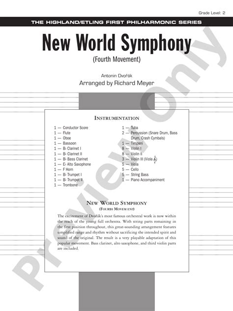 New World Symphony (Fourth Movement): Full Orchestra Conductor Score ...