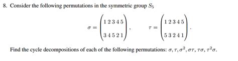 Solved Consider the following permutations in the symmetric | Chegg.com