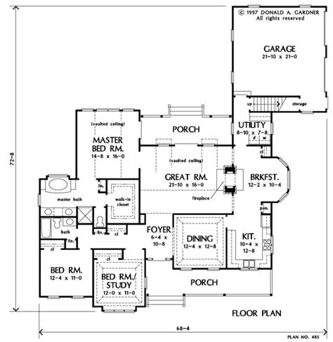 First Floor Plan of The Beechwood - House Plan Number 485 | House plans ...