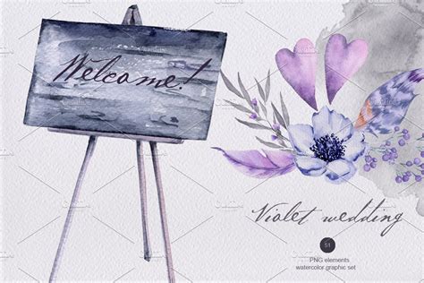 violet wedding | Custom-Designed Graphic Objects ~ Creative Market