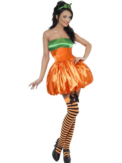 Ladies Sexy Fever Pumpkin Witch Halloween Fancy Dress Costume + STOCKINGS | eBay