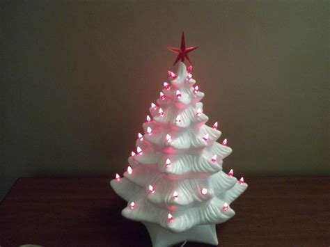 Ceramic light up Christmas tree | White christmas tree with red ...