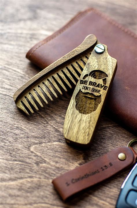 Folding Wooden Beard Comb for Men Personalized Engraved Beard | Etsy