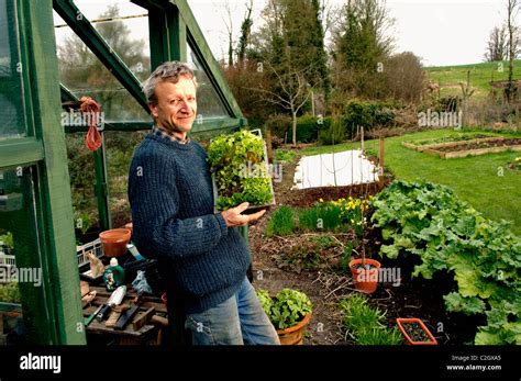 Charles Dowding, organic garden salad leaf grower at his home near Shepton Montague, Somerset ...