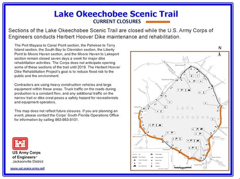 Lake Okeechobee Scenic Trail Map with Closures