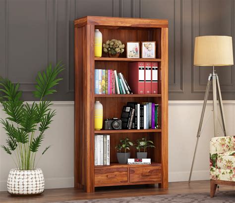 KD FURNITURES Bookshelf Wood Book Shelf with Rack | Library Bookshelf ...