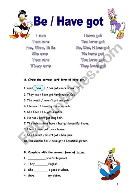 English Exercises Verb To Be And To Have - Dorothy Holtz's English ...