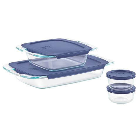 Pyrex® Easy Grab, Glass Bakeware, Blue Lid, 8-Piece Set - Walmart.com ...