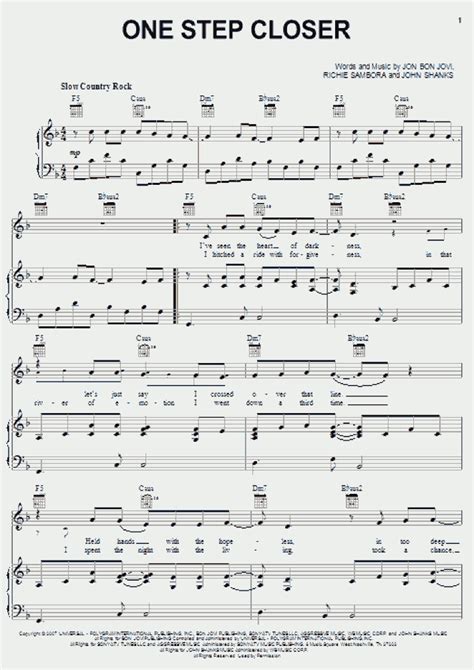 One Step Closer Piano Sheet Music | OnlinePianist