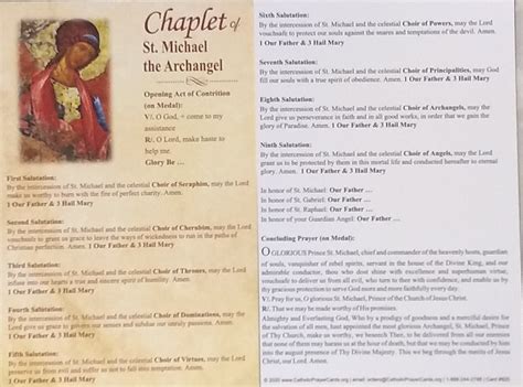 Chaplet of St. Michael the Archangel Prayer Card