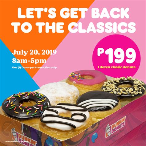 Dunkin' Donuts Back to Classics Promo - July 20 ONLY