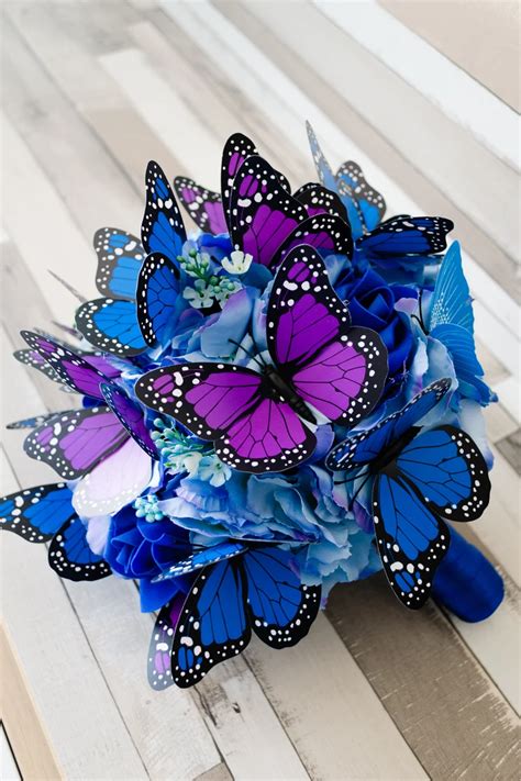 Blue Bridal Bouquet Butterfly Wedding Theme - Etsy | Butterfly wedding ...