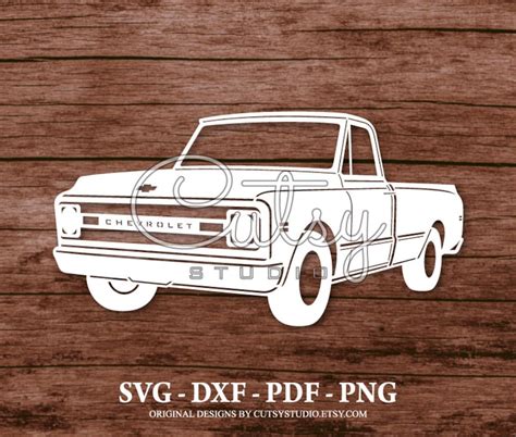 SVG Chevrolet C10 Pickup Truck Silhouette Cut Files Designs, Clip Art, Paper, Craft, Laser ...