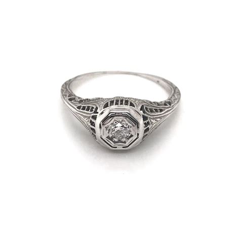 Art Deco Diamond Filigree Ring at 1stDibs