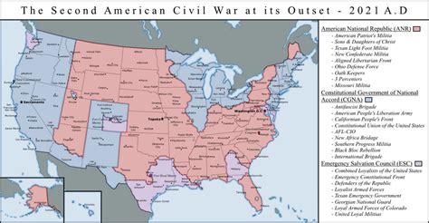 The Second American Civil War at its Outset (2021) : imaginarymaps