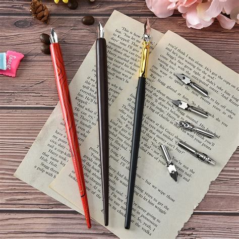 Aliexpress.com : Buy Wood English Calligraphy Pen Copperplate Script Oblique Dip Pen Holder + 5 ...