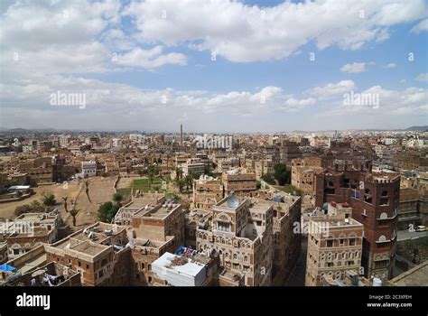 View on the old Sanaa. The old city of Sanaa is declared a UNESCO World ...