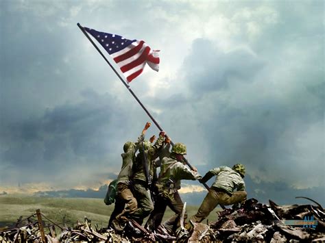 Colorized photo of US Marines raising the U.S. flag on Mount Suribachi, Battle of Iwo Jima, 1945 ...