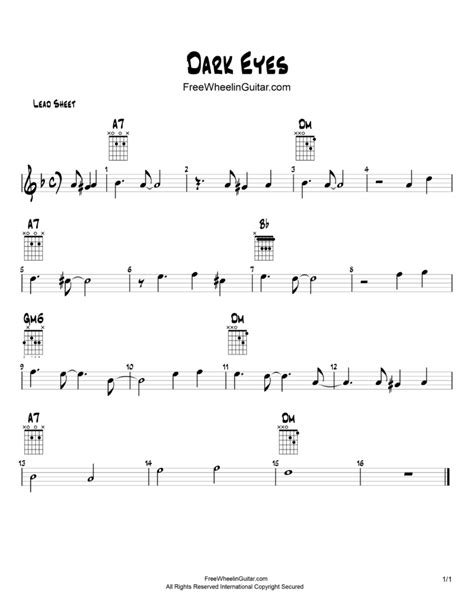 Dark Eyes - Sheet Music - FreewheelinGuitar.com