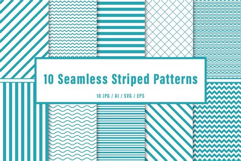 Blue Seamless Striped Patterns Set Graphic by CutePik · Creative Fabrica