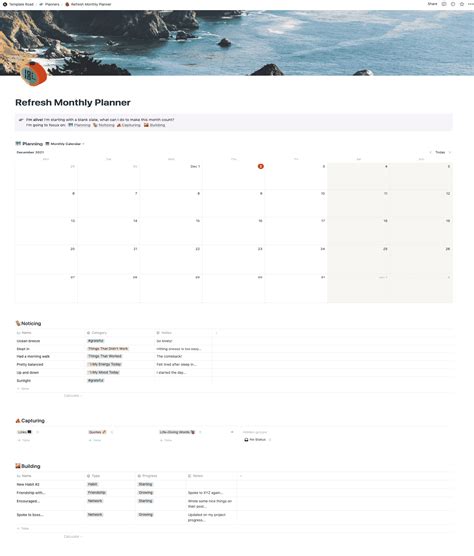 Notion - Monthly Planner Template - Template Road