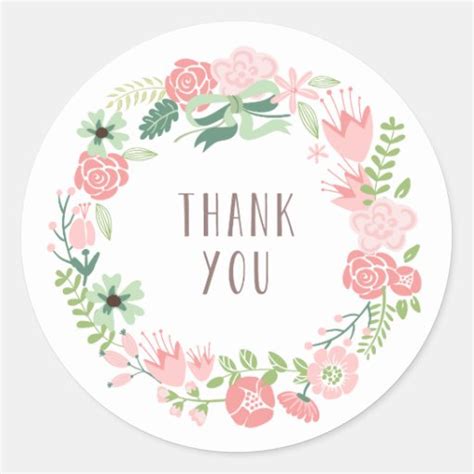 Floral Wreath | Thank You Stickers | Zazzle