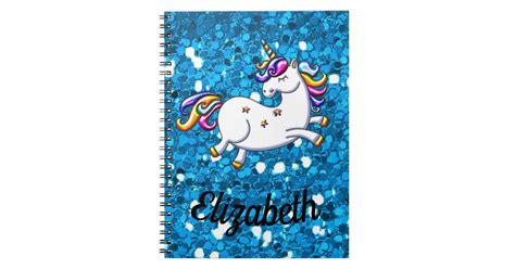 Blue Glitter Unicorn Notebook | Zazzle