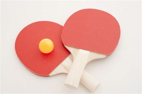 Free Stock Photo 11950 Pair of Tennis Table Paddles with Yellow Ball ...