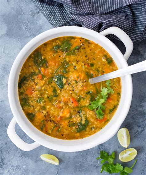 Red Lentil Soup With Spinach - The flavours of kitchen