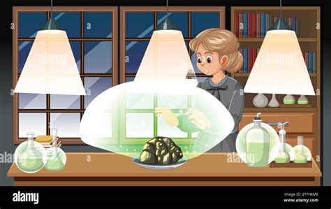 Marie Curie using uranium radioactivity for experiments in laboratory Stock Vector Image & Art ...