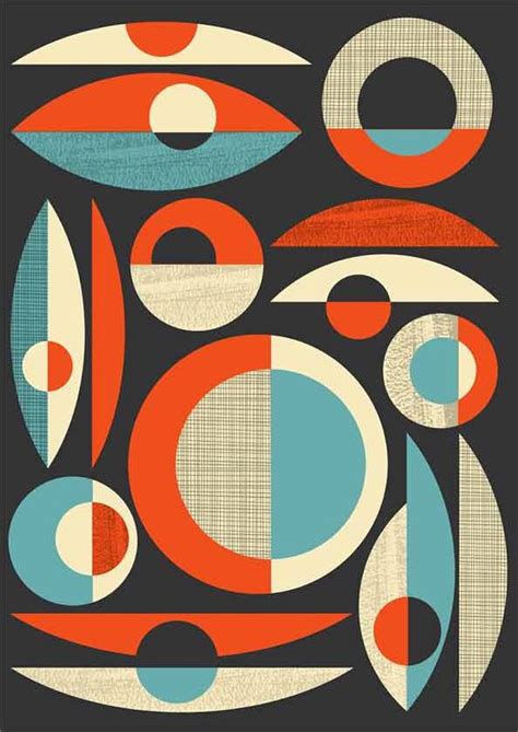 Mid Century modern print Abstract art Poster Modern Modernist retro inspired composition A3 ...