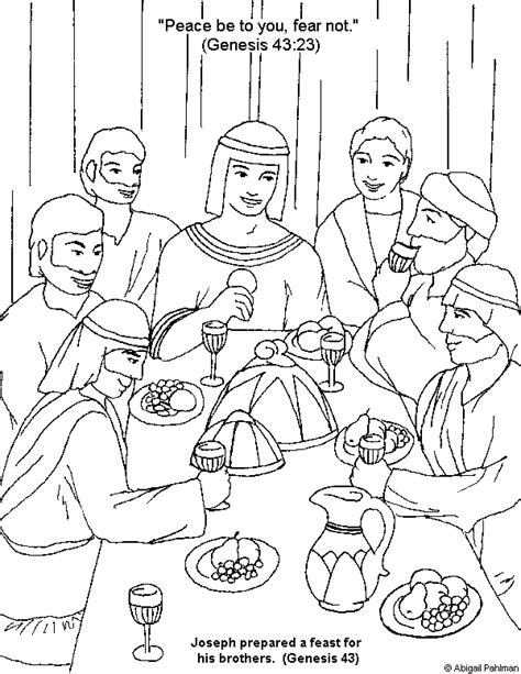 Joseph prepares a feast for his brothers Free Bible Coloring Pages, Scripture Coloring, Coloring ...