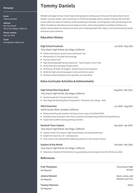 High School Resume Template, Example & How to Write Guide 2024 - CVmaker.com