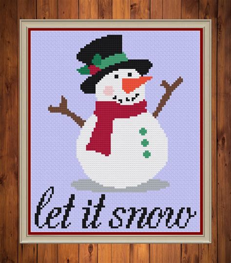 Snowman Cross Stitch Snowman Cross Stitch Pattern Winter - Etsy