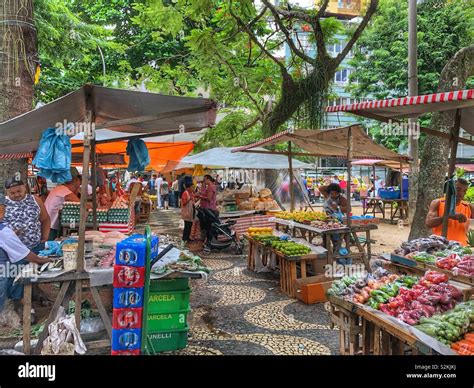 Outdoor food market in a neighbourhood in Rio de Janeiro, Brazil Stock ...