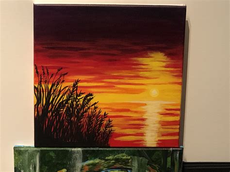 EASY SUNSET OCEAN Beginners Learn To Paint Acrylic Tutorial Step By ...