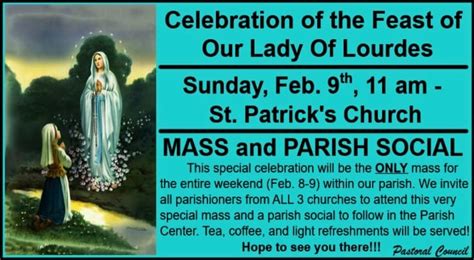 Our Lady of Lourdes Feast Day Special Mass and Social - Giver on the River