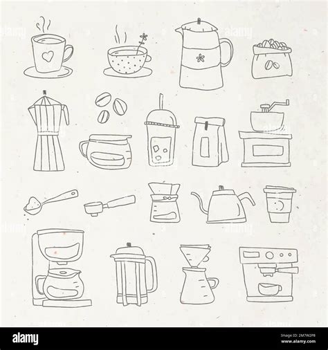 Cute coffee doodle design element vector set Stock Vector Image & Art - Alamy