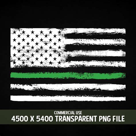 American Flag Green Line PNG Border Patrol Agents Ems Emt | Etsy