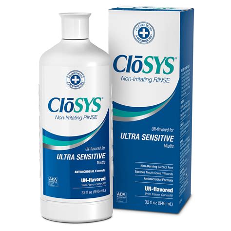 CloSYS Ultra Sensitive Mouthwash, 32 Ounce, Unflavored (Optional Flavor Dropper Included ...