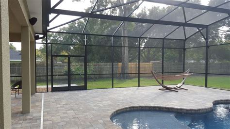 Aluminum Pool Screen Enclosure with Custom Pavers by Design Pro Screens, Inc. http://www ...