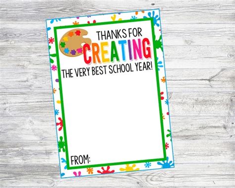 Printable Teacher Art or Craft Store Gift Card Holder. Thanks - Etsy