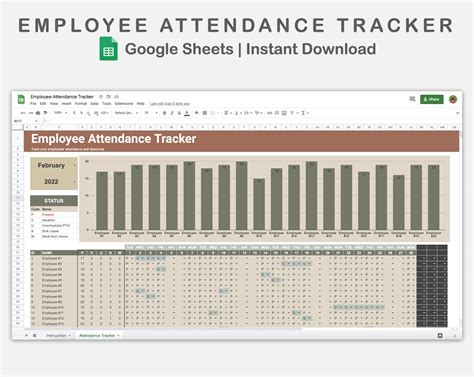 Google Sheets Attendance Tracker Employee Attendance - Etsy