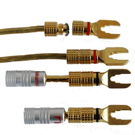 Gold Plated Screw Type Speaker Y Banana Spade Plug Connector 4mm Speaker Wire Cable N0537B ...