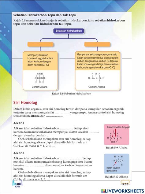 5.2 Sebatian Hidrokarbon Tepu dan Tak tepu online exercise for | Live Worksheets