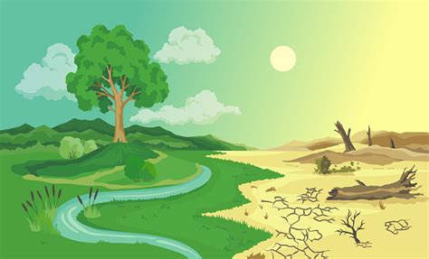 Climate Change Desertification Illustration Global Environmental ...